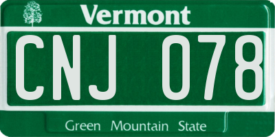 VT license plate CNJ078