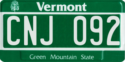 VT license plate CNJ092
