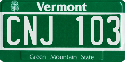 VT license plate CNJ103