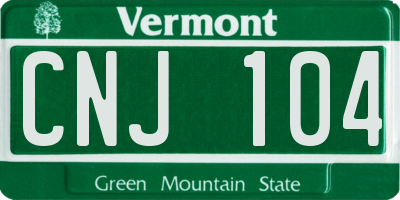 VT license plate CNJ104