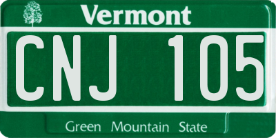 VT license plate CNJ105