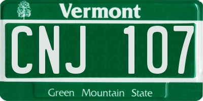 VT license plate CNJ107