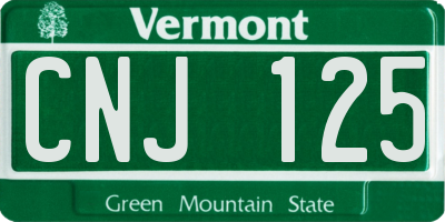 VT license plate CNJ125