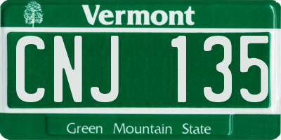 VT license plate CNJ135