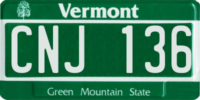 VT license plate CNJ136