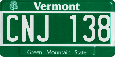 VT license plate CNJ138
