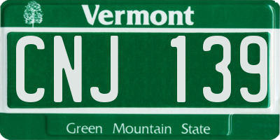 VT license plate CNJ139