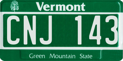 VT license plate CNJ143