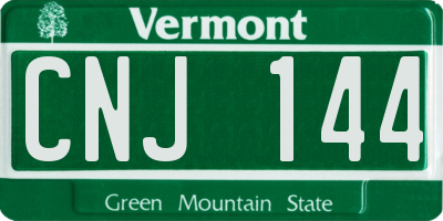 VT license plate CNJ144