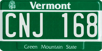 VT license plate CNJ168