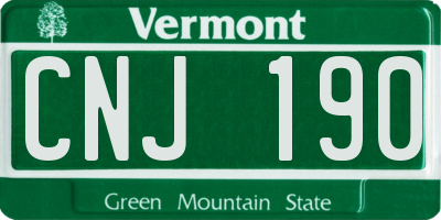 VT license plate CNJ190