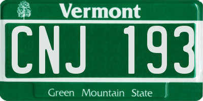 VT license plate CNJ193