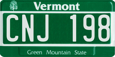 VT license plate CNJ198