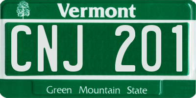 VT license plate CNJ201