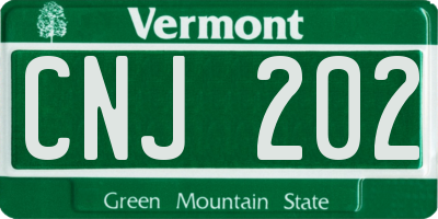 VT license plate CNJ202