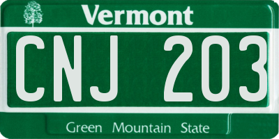 VT license plate CNJ203