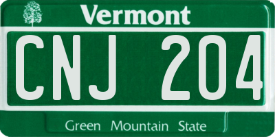 VT license plate CNJ204