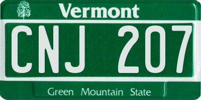 VT license plate CNJ207