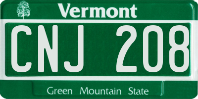 VT license plate CNJ208