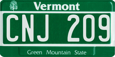 VT license plate CNJ209
