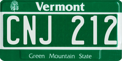 VT license plate CNJ212