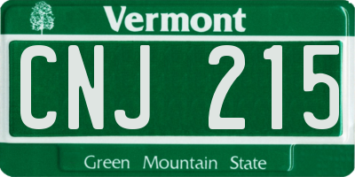 VT license plate CNJ215