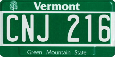 VT license plate CNJ216