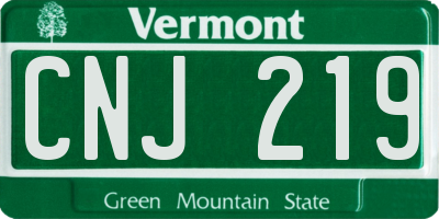 VT license plate CNJ219