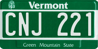 VT license plate CNJ221