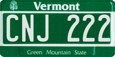 VT license plate CNJ222