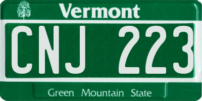 VT license plate CNJ223