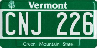 VT license plate CNJ226