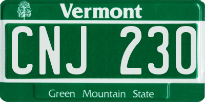 VT license plate CNJ230