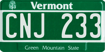 VT license plate CNJ233