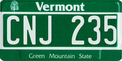 VT license plate CNJ235
