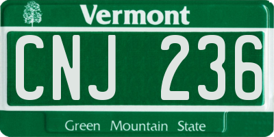 VT license plate CNJ236