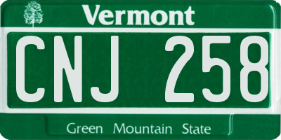 VT license plate CNJ258