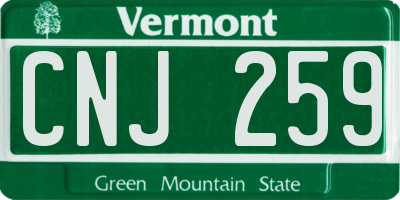 VT license plate CNJ259
