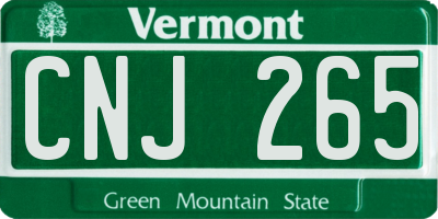 VT license plate CNJ265