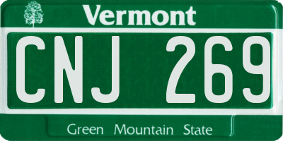 VT license plate CNJ269
