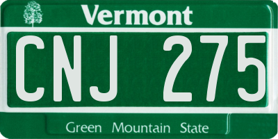 VT license plate CNJ275