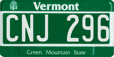 VT license plate CNJ296