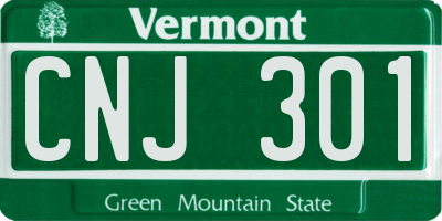 VT license plate CNJ301
