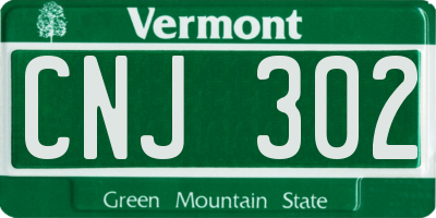 VT license plate CNJ302