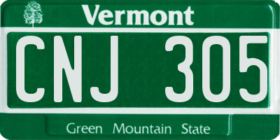 VT license plate CNJ305