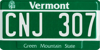 VT license plate CNJ307