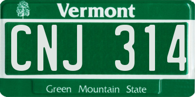 VT license plate CNJ314