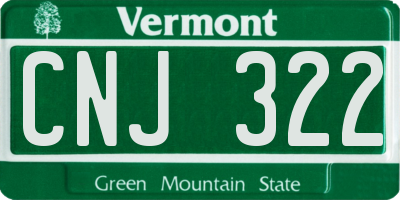 VT license plate CNJ322