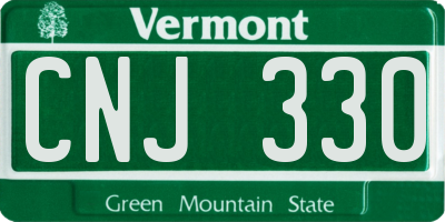 VT license plate CNJ330