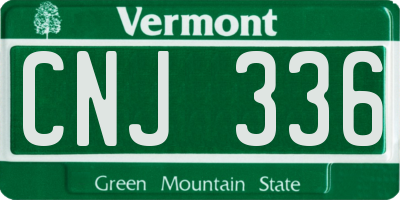 VT license plate CNJ336